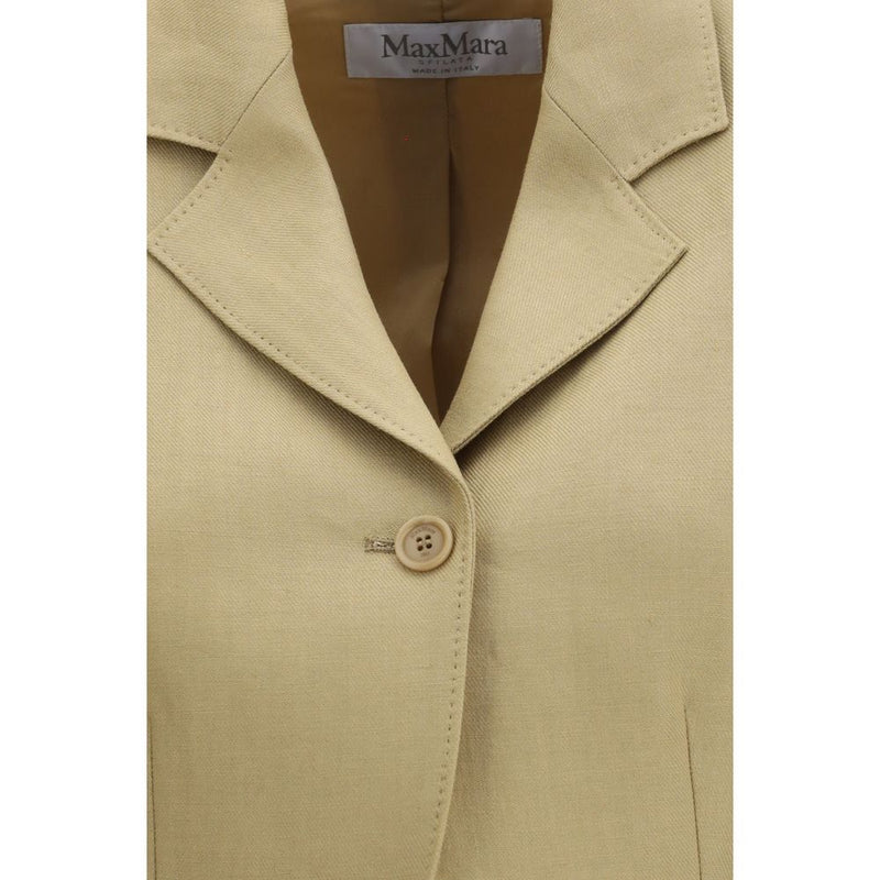 Max Mara Buono Beige Linen Denim Jacket for Women