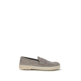 Prada Gray Calf Leather Bos Taurus Slip-On Loafers for Men