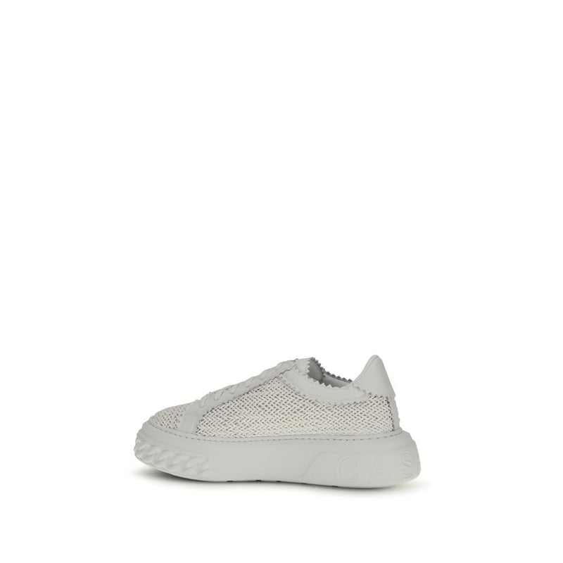 Casadei White Calf Leather Bos Taurus Chunky Sneakers