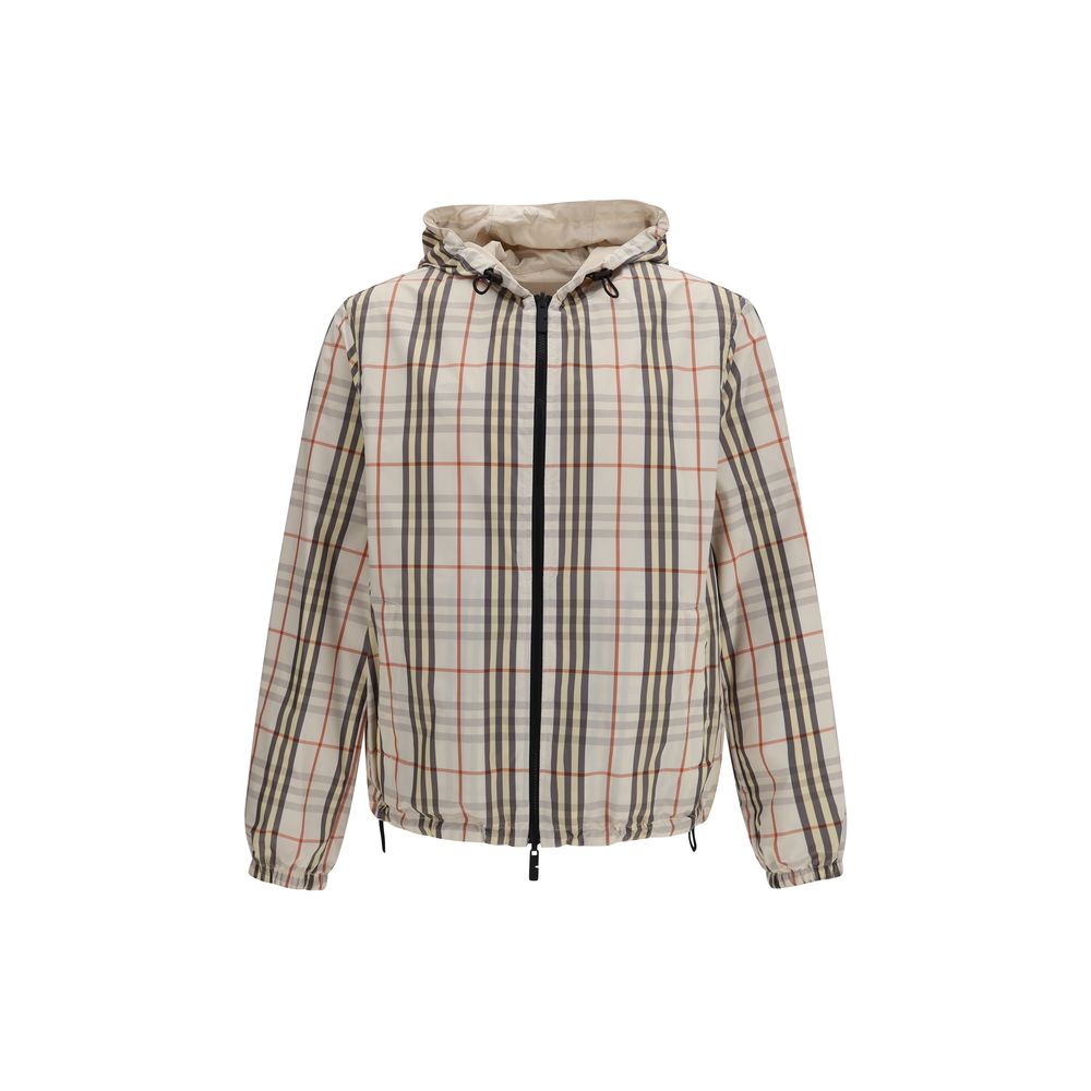 Burberry Beige Reversible Check Hooded Jacket for Men