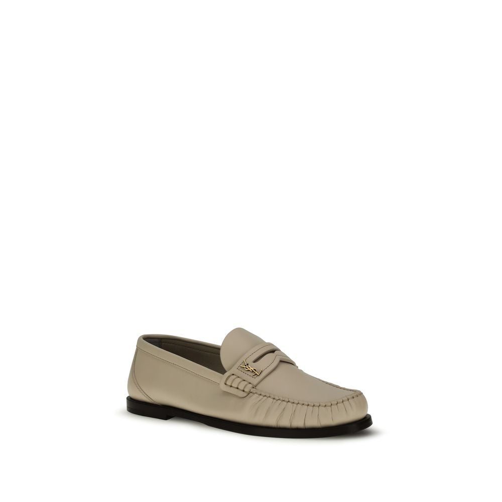 Mocassins à enfiler Saint Laurent en cuir de veau beige