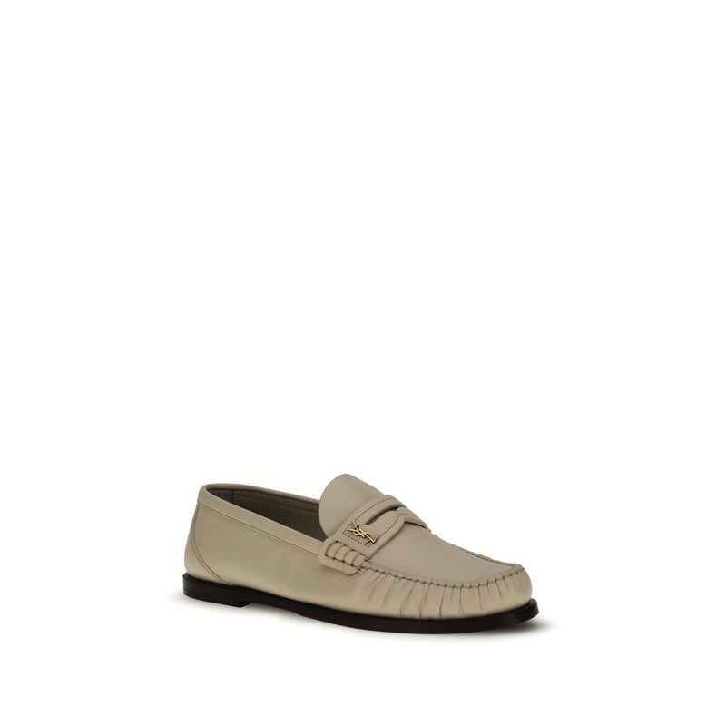 Mocassins à enfiler Saint Laurent en cuir de veau beige