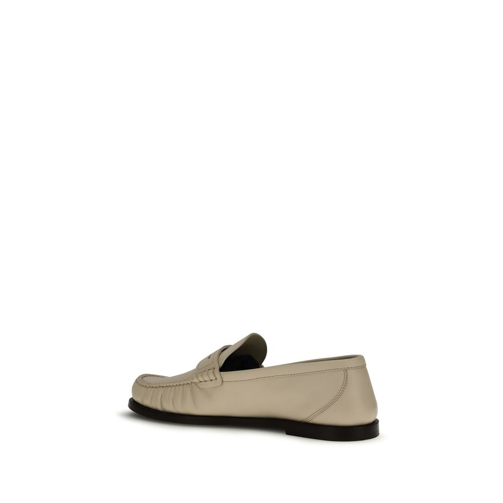 Mocassins à enfiler Saint Laurent en cuir de veau beige