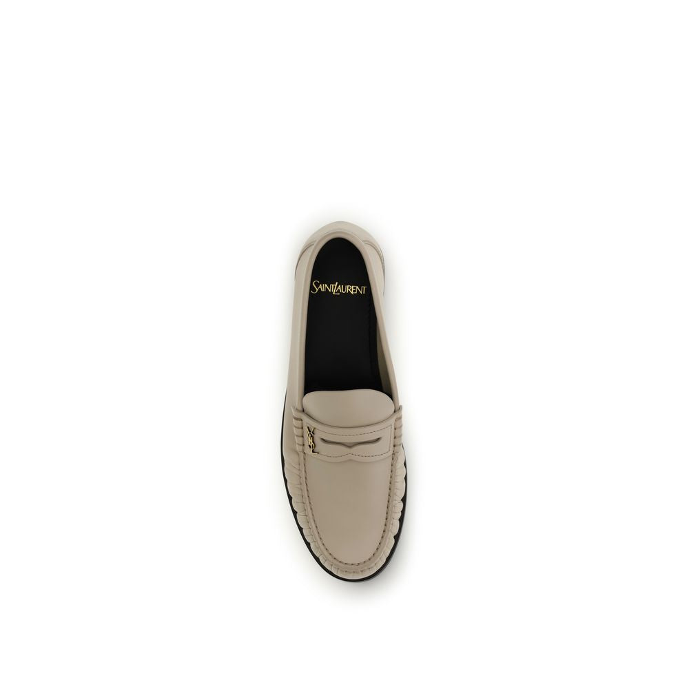 Mocassins à enfiler Saint Laurent en cuir de veau beige