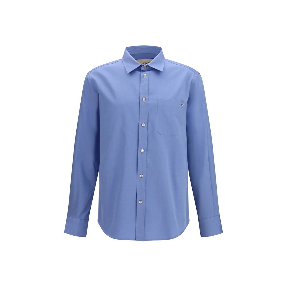 Chemise en Coton Bleu Valentino avec Détail VGold