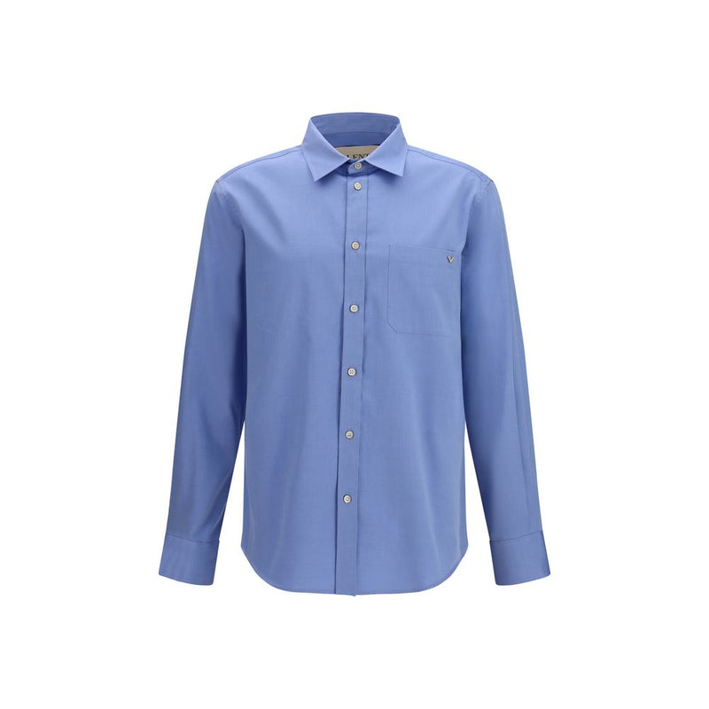 Valentino Blue Cotton Shirt with VGold Detail - Modern Elegance