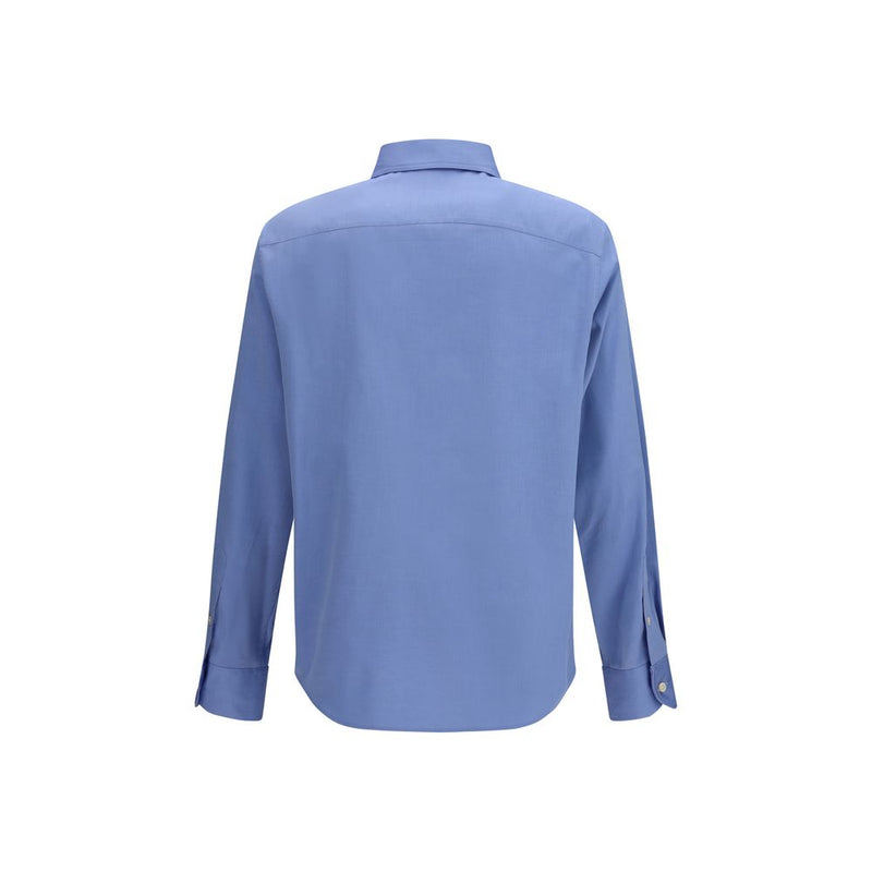 Valentino Blue Cotton Shirt with VGold Detail - Modern Elegance