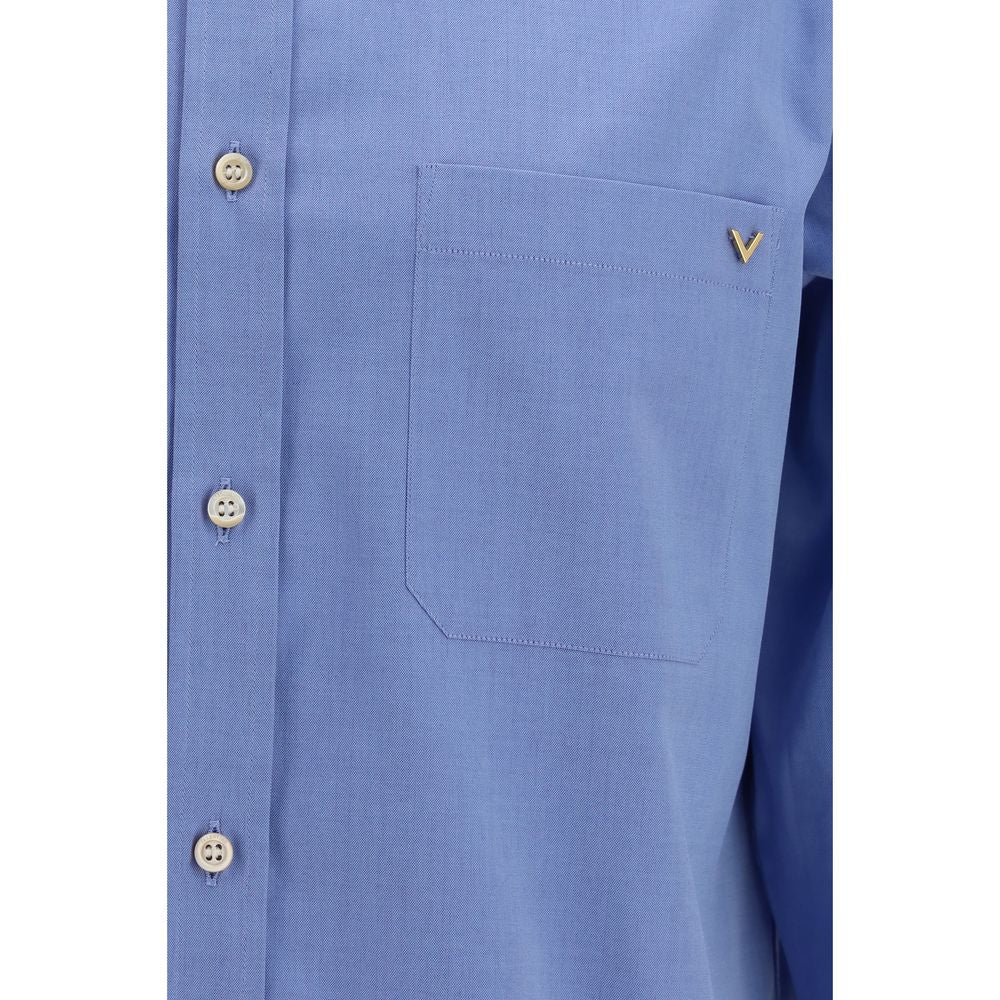 Chemise en Coton Bleu Valentino avec Détail VGold
