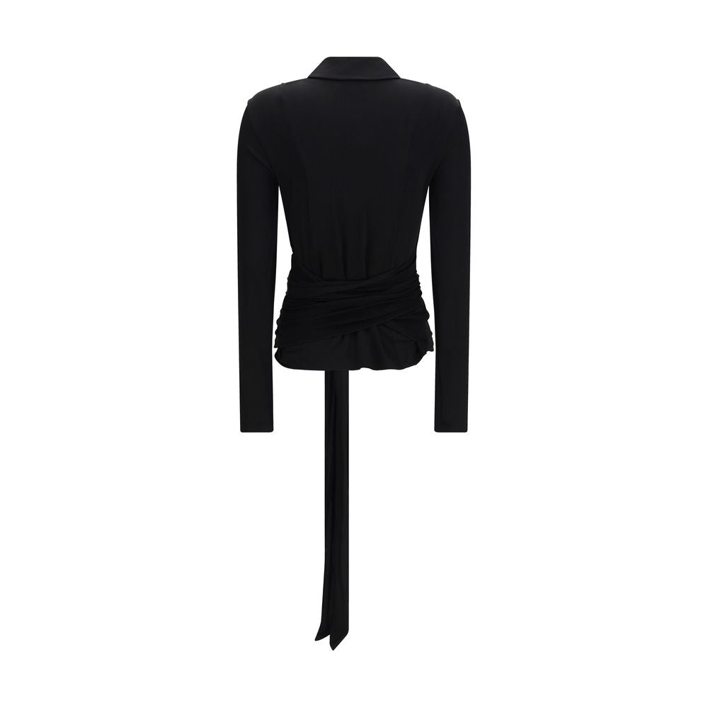 Ganni Black Marl Mesh Shirt - Recycled Polyester