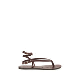 Manebi Brown Calf Leather Bos Taurus Flat Sandals - Women