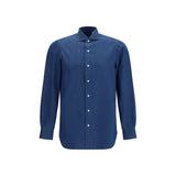 Finamore Napoli Blue Cotton Shirt for Men