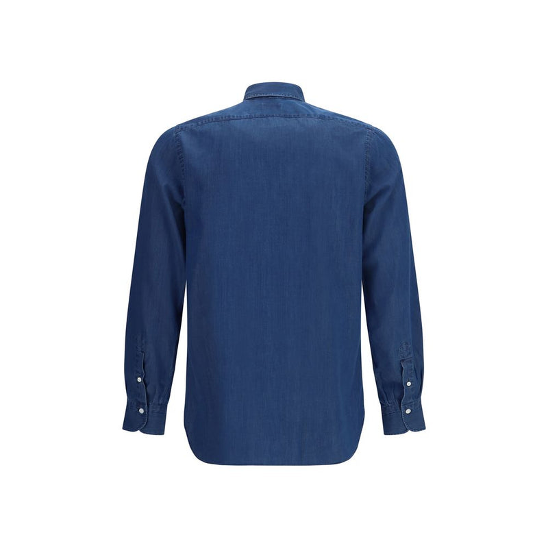 Finamore Napoli Blue Cotton Shirt for Men