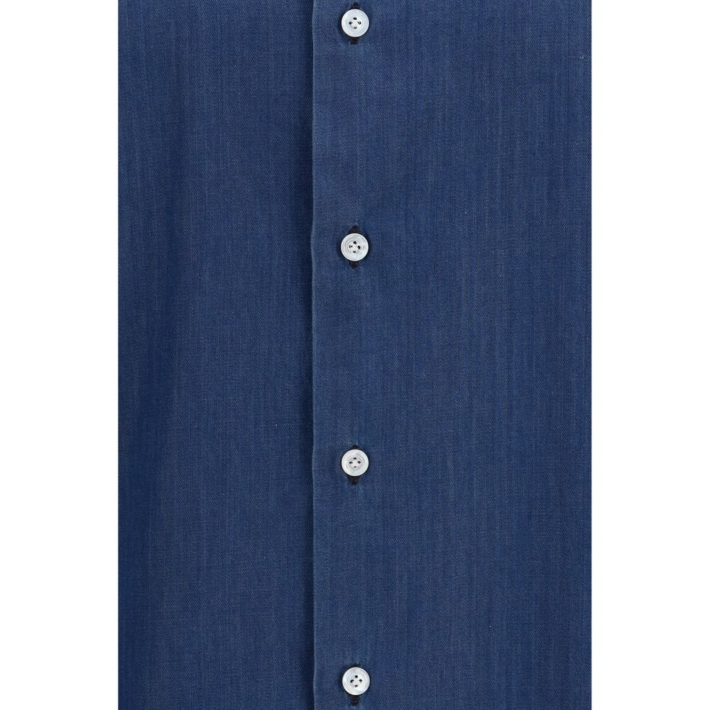Finamore Napoli Blue Cotton Shirt for Men