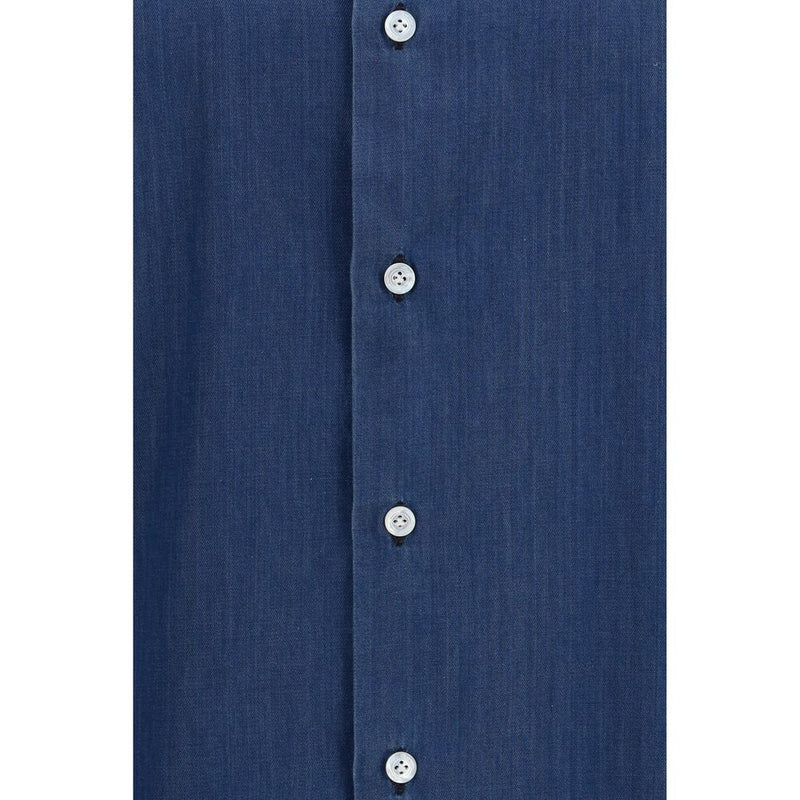 Finamore Napoli Blue Cotton Shirt for Men