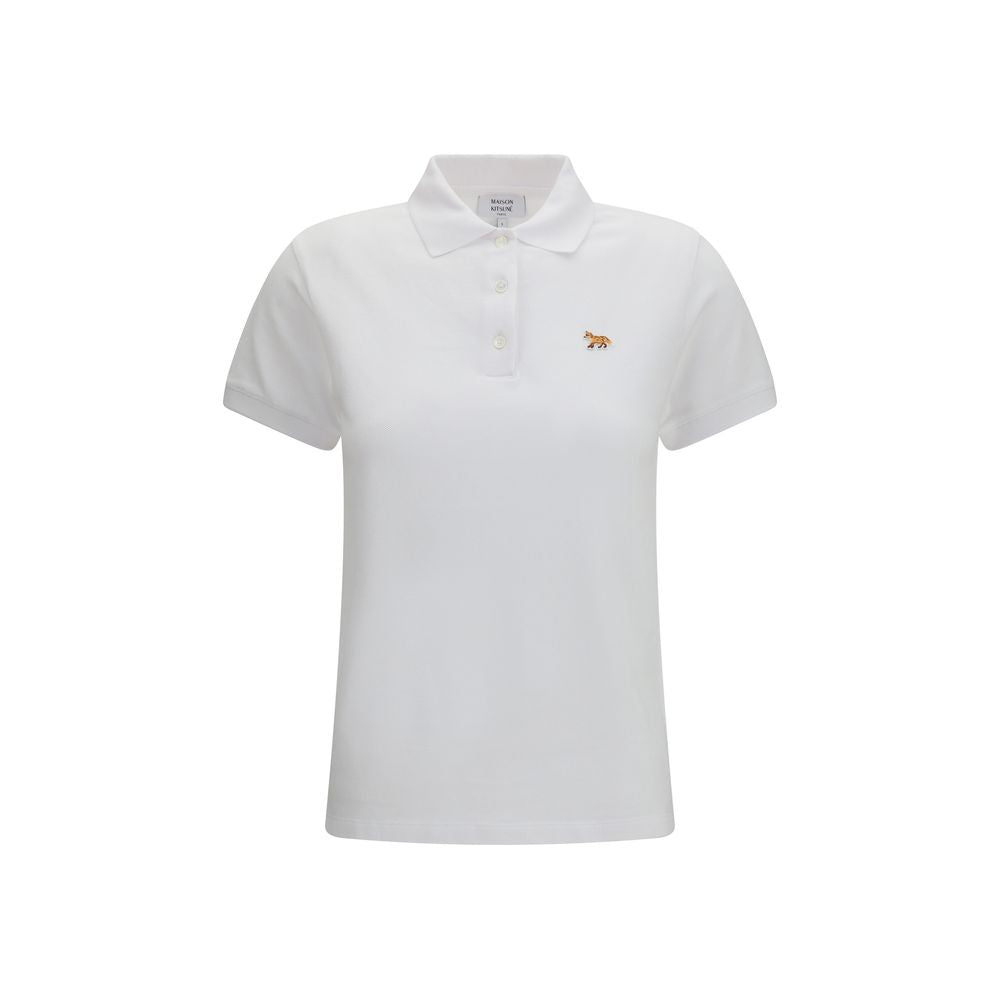 Polo Shirt Femme en Coton Blanc Maison Kitsuné
