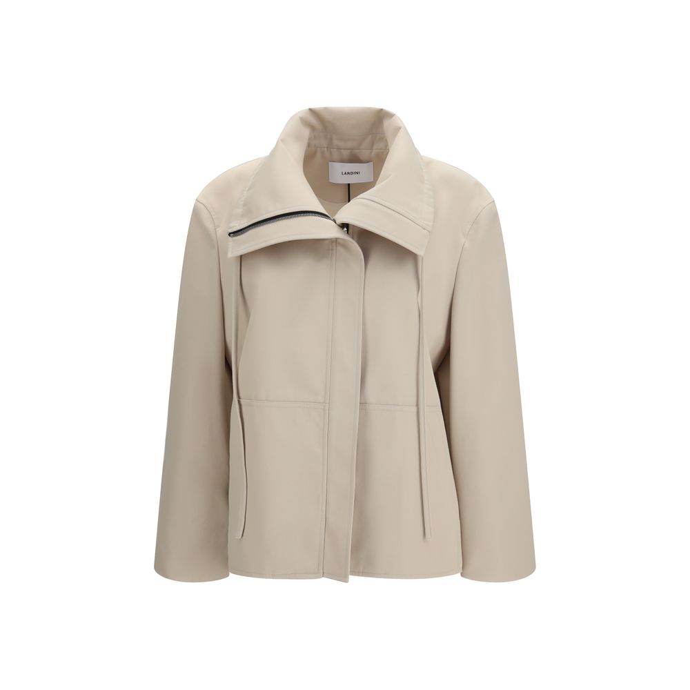 Lardini Beige High-Neck Polyester Coat for Women