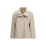 Lardini Beige High-Neck Polyester Coat for Women