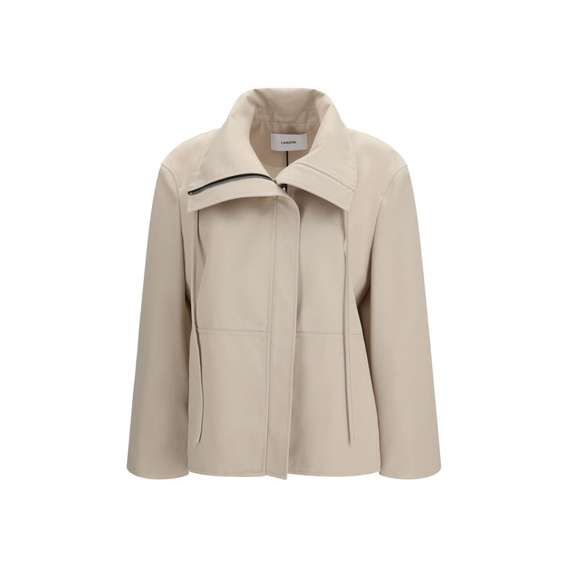 Lardini Beige High-Neck Polyester Coat for Women