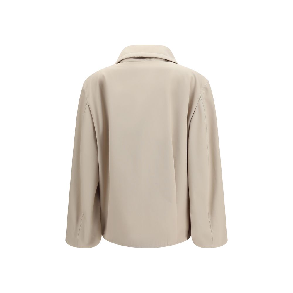 Lardini Beige High-Neck Polyester Coat for Women