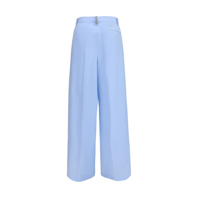 Fabiana Filippi Filo Diamante Blue Cotton Casual Pants