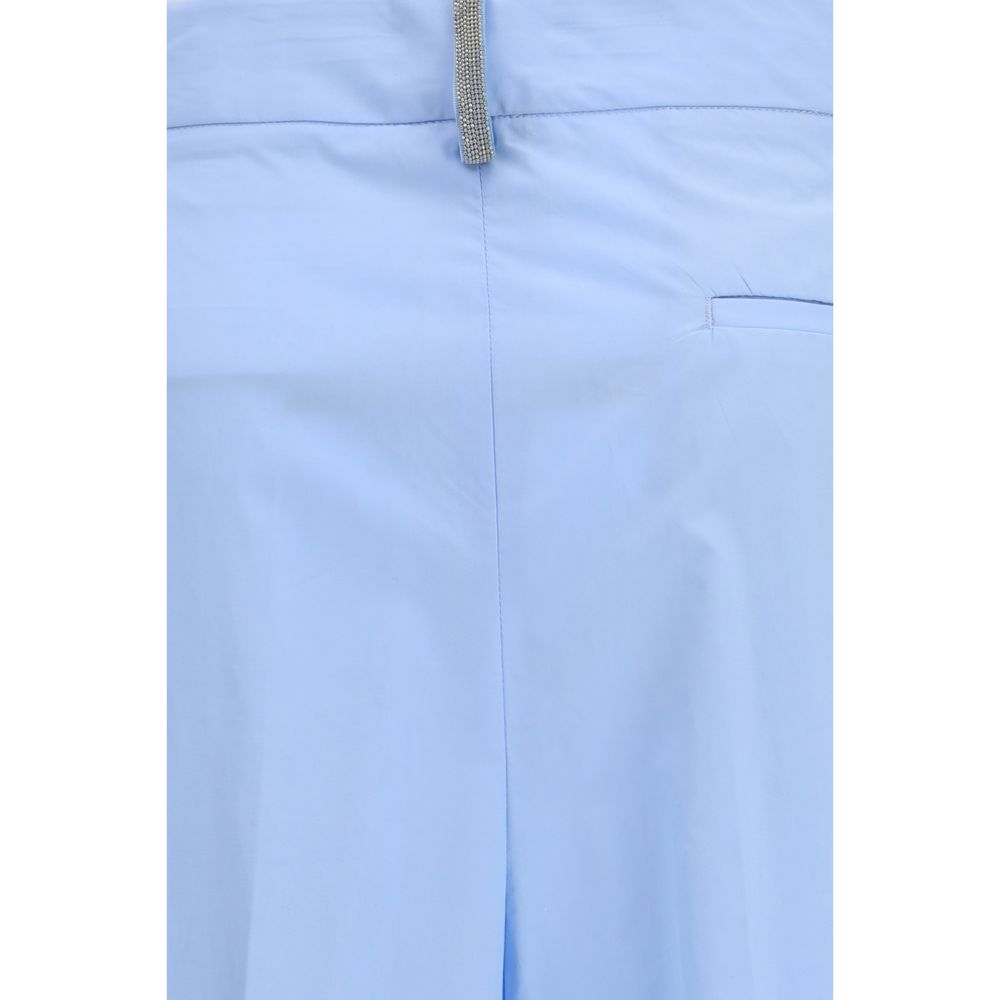 Fabiana Filippi Filo Diamante Blue Cotton Casual Pants