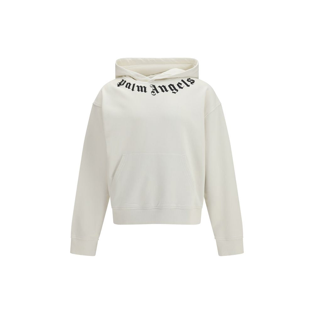 Palm Angels Neck Logo White Cotton Hoodie - SS26