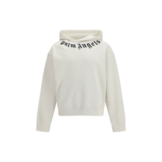 Palm Angels Neck Logo White Cotton Hoodie - SS26