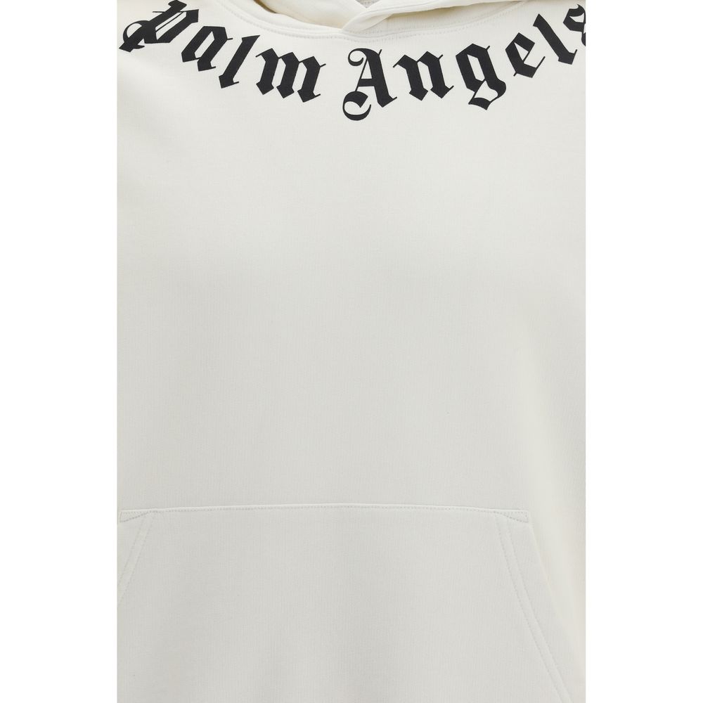 Palm Angels Neck Logo White Cotton Hoodie - SS26