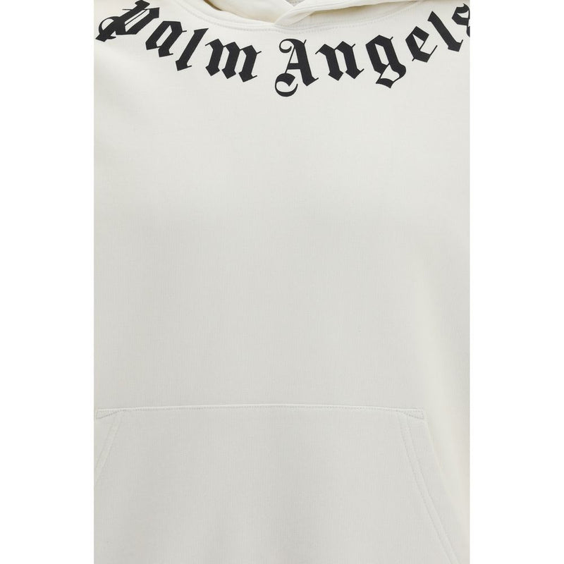 Palm Angels Neck Logo White Cotton Hoodie - SS26