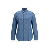 Finamore Zurigo Blue Cotton Dress Shirt for Men
