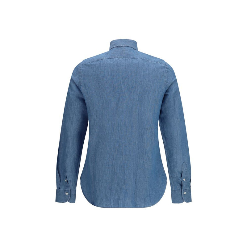 Finamore Zurigo Blue Cotton Dress Shirt for Men