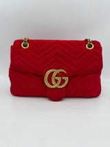 Gucci Marmont Red Velvet Handbag - Elegant Luxury