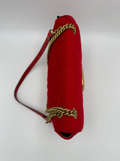 Gucci GUCCI MARMONT Red Velvet Handbag