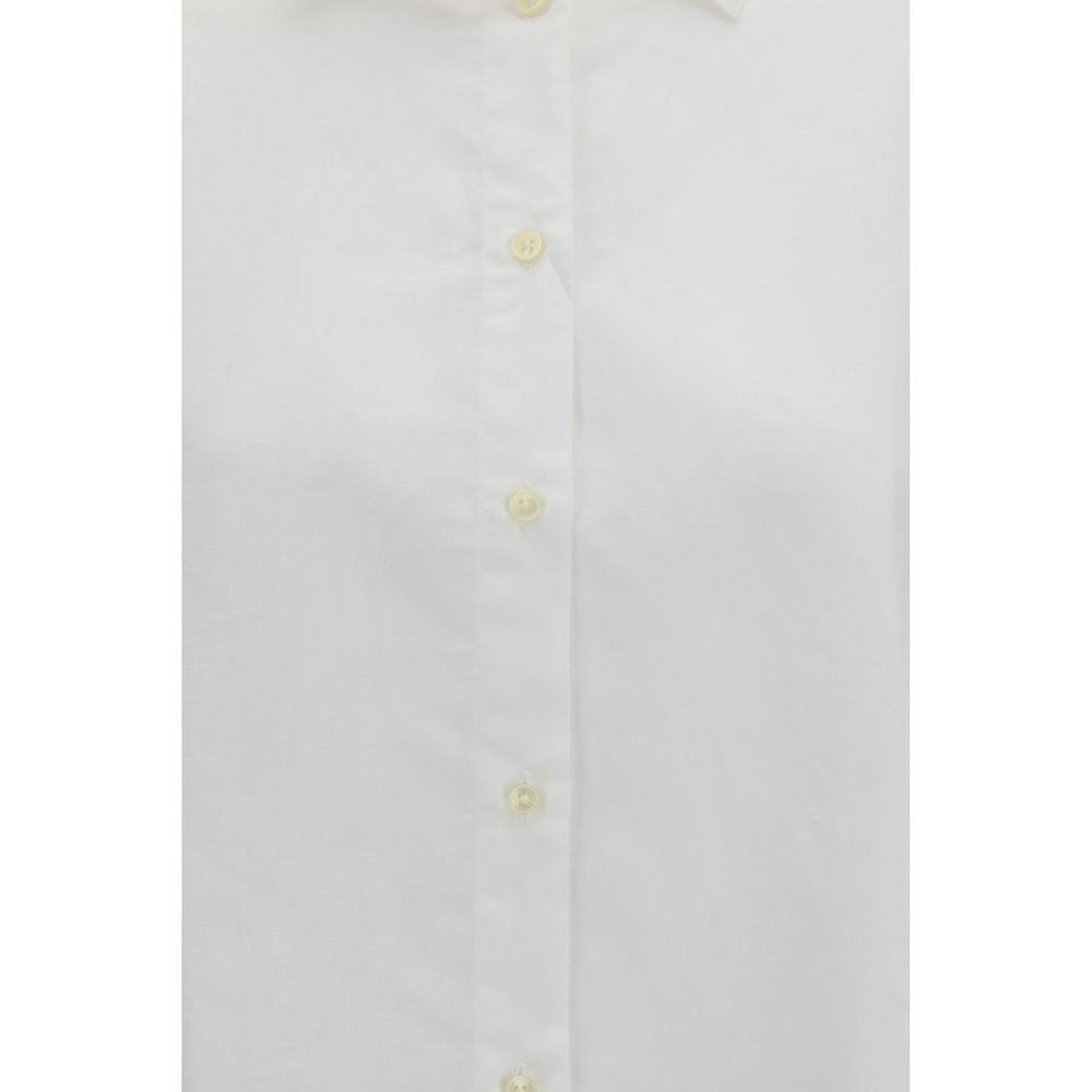 Deperlu White Linen Shirt - Essential Elegance for Women