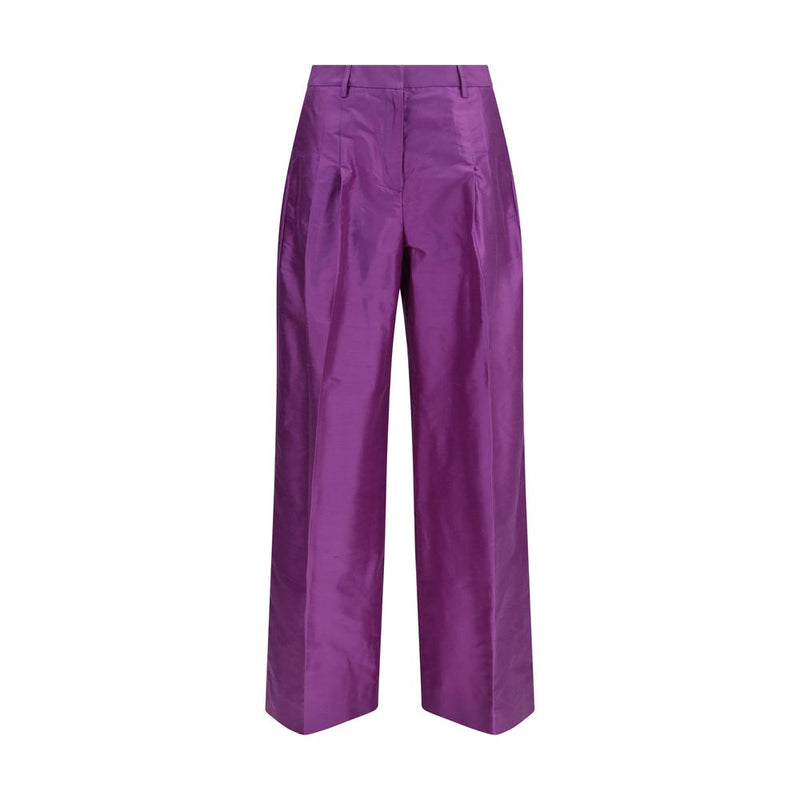 Sara Roka Charlene Purple Silk Casual Pants for Women