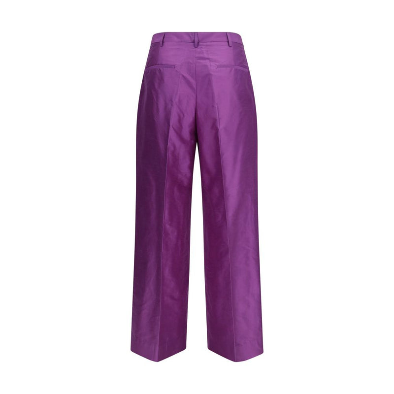 Sara Roka Charlene Purple Silk Casual Pants for Women