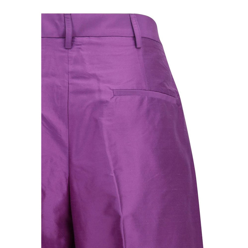 Sara Roka Charlene Purple Silk Casual Pants for Women
