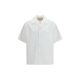 Valentino White Cotton Bowling Shirt with VGold Detail
