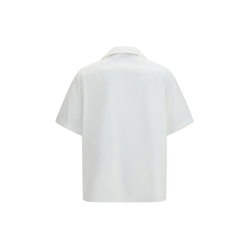 Valentino White Cotton Bowling Shirt with VGold Detail