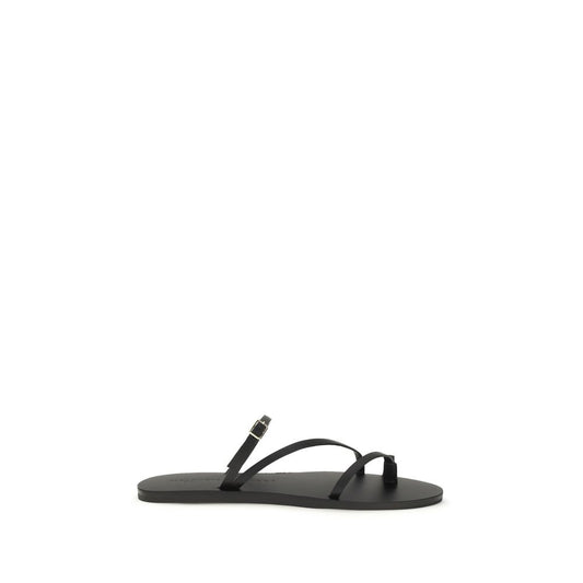 Manebi Black Calf Leather Bos Taurus Sandals