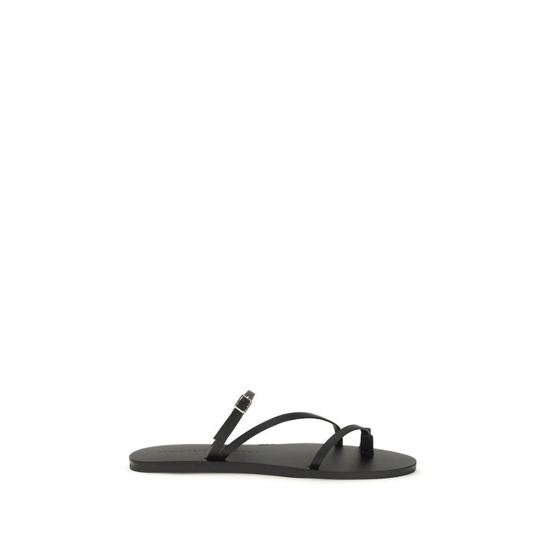 Manebi Black Calf Leather Bos Taurus Sandals