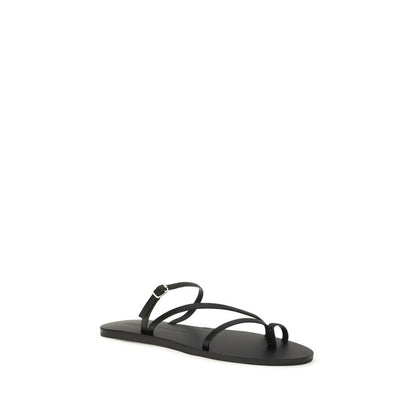 Manebi Black Calf Leather Bos Taurus Sandals