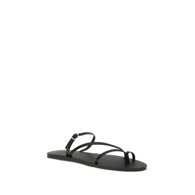 Manebi Black Calf Leather Bos Taurus Sandals