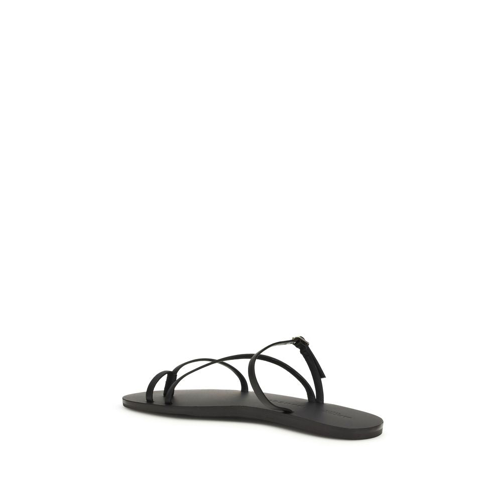 Manebi Black Calf Leather Bos Taurus Sandals