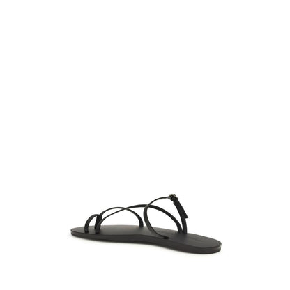 Manebi Black Calf Leather Bos Taurus Sandals