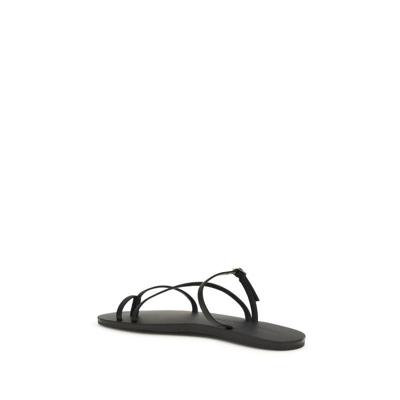 Manebi Black Calf Leather Bos Taurus Sandals
