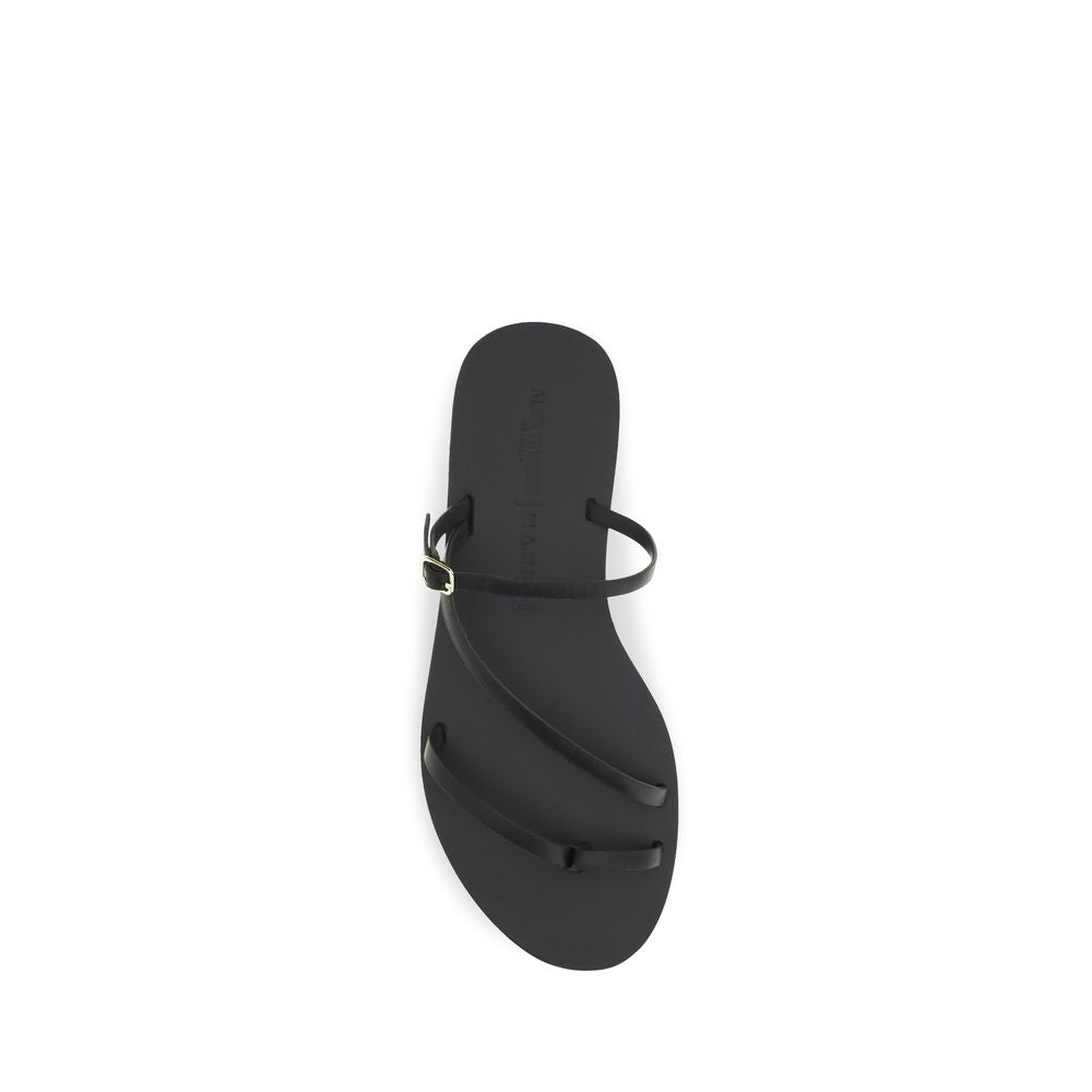 Manebi Black Calf Leather Bos Taurus Sandals