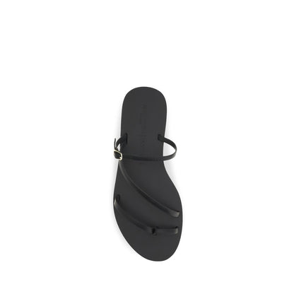 Manebi Black Calf Leather Bos Taurus Sandals