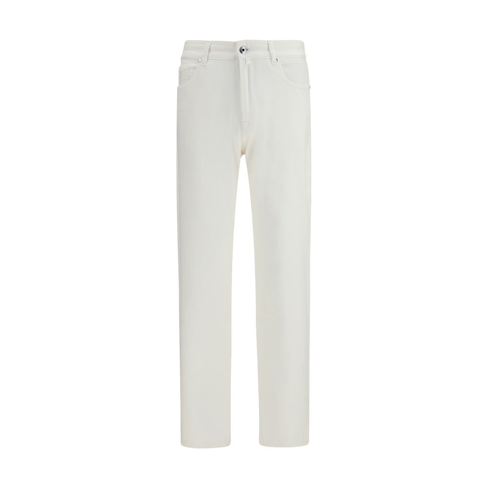 MooRER Milton-15 White Cotton Straight-Leg Jeans for Men