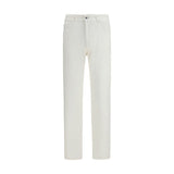 MooRER Milton-15 White Cotton Straight-Leg Jeans for Men